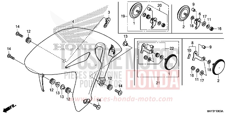 KOTFLUEGEL, VORNE von CBR1000RR „Fireblade“ MAT BALLISTIC BLACK METALLIC (NHA86) von 2017